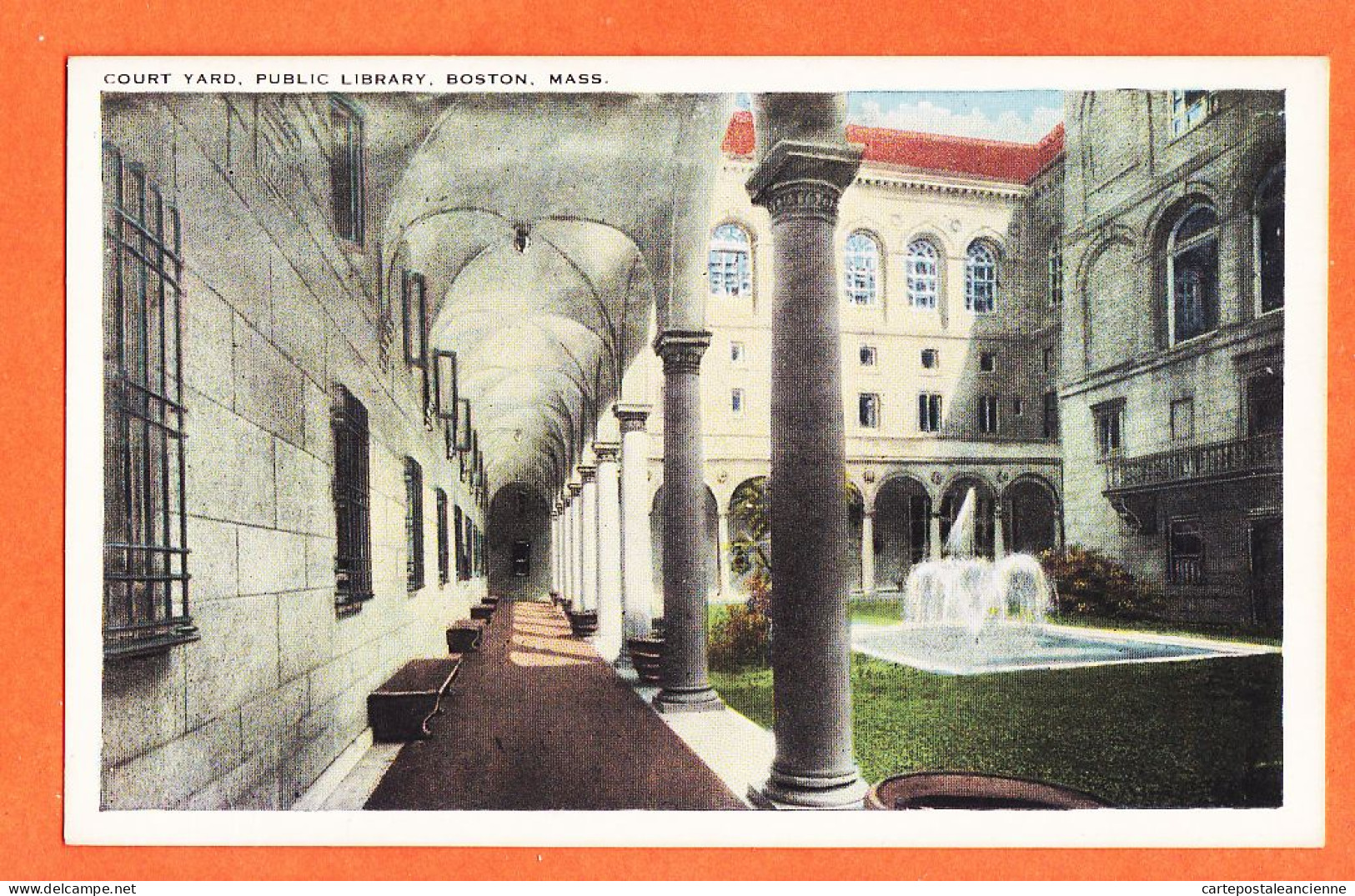 12331 / ⭐ BOSTON Massachusetts Court YARD Public LIBRARY 1910s Published ABRAMS Roxbury Mass  - Boston