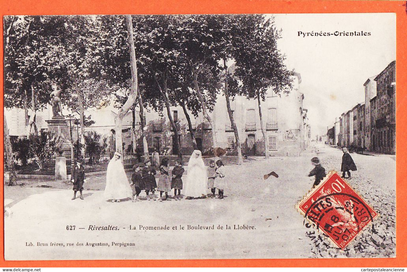 12274 / ⭐ ♥️ Rare RIVESALTES (66) Communiantes Promenade Boulevard De LA LLOBERE 1905 à JOLY Port-Vendres Lib. BRUN 627 - Rivesaltes