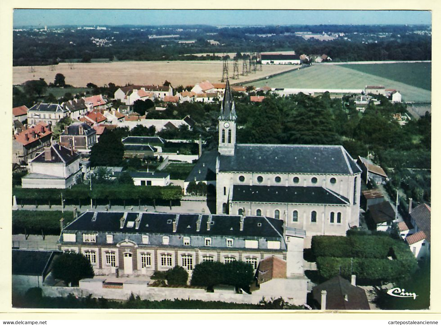 12142 / ⭐ TORCY 77-Seine-Marne Eglise Vue Aérienne Du Centre Village 1960s - CIM COMBIER 7663 - Torcy