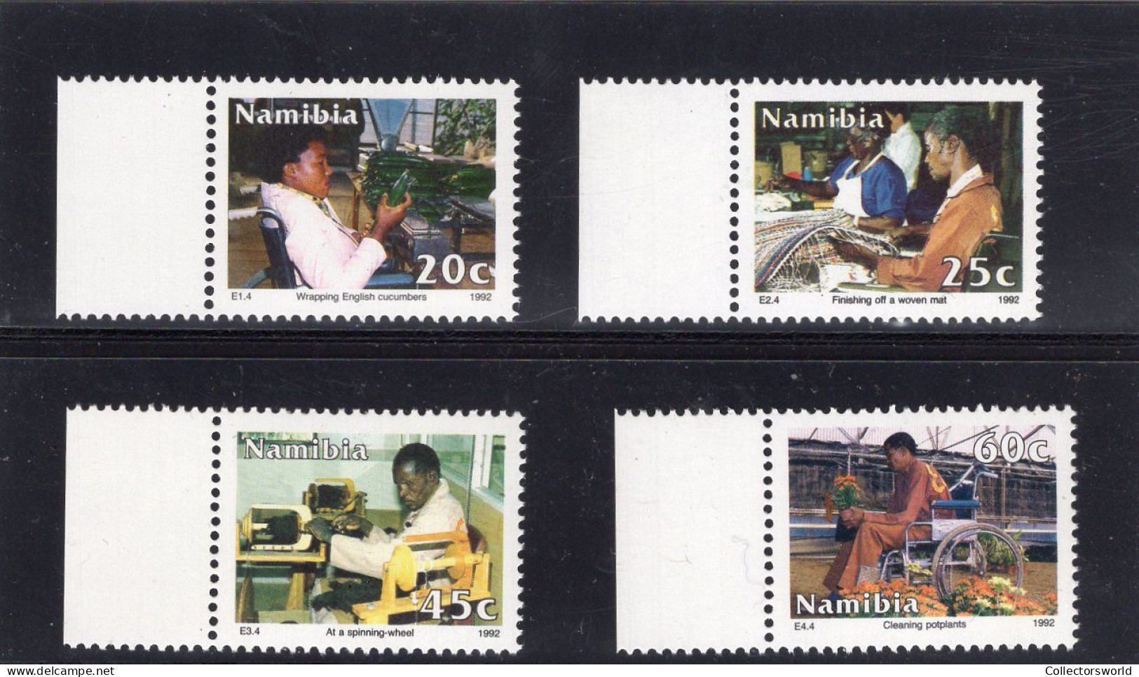 Namibia Serie 4v 1992 Integration Disabled - Vegetables, Wheelchair, Spinning Wheel, Potplants MNH - Namibia (1990- ...)