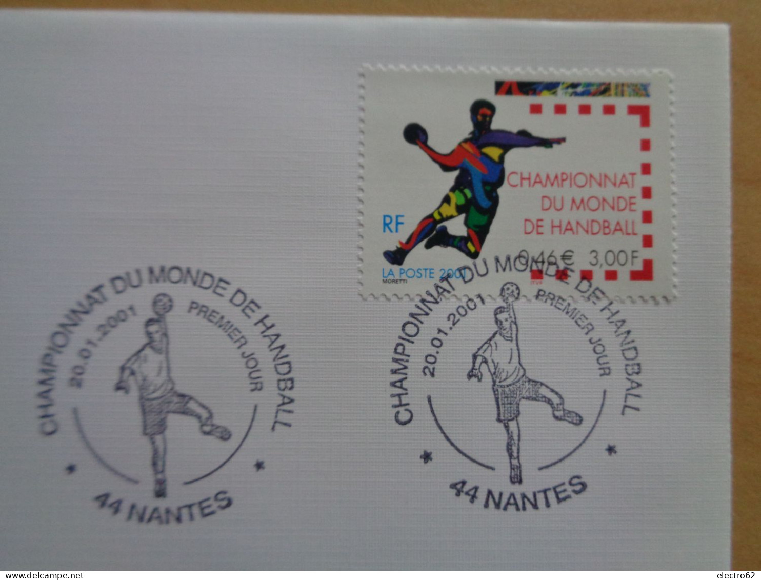 France FDC Handball Nantes Balonmano Hand-ball Handbal Palla A Mano 2001 Championnat Du Monde - Handbal