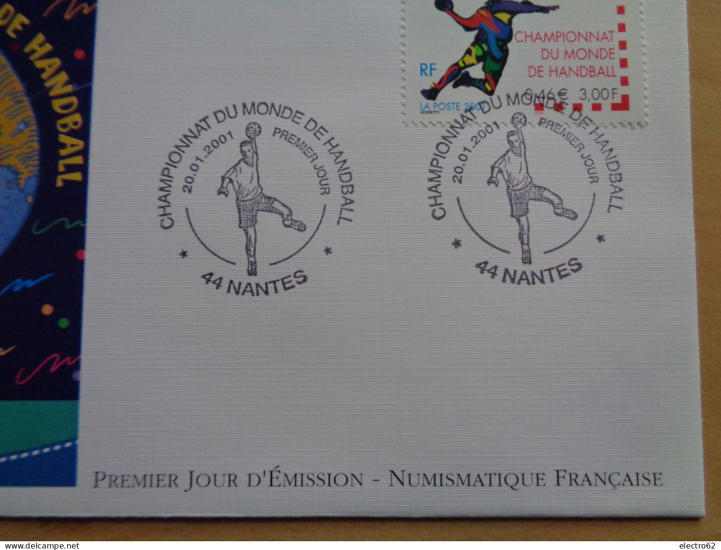 France FDC Handball Nantes Balonmano Hand-ball Handbal Palla A Mano 2001 Championnat Du Monde - Balonmano