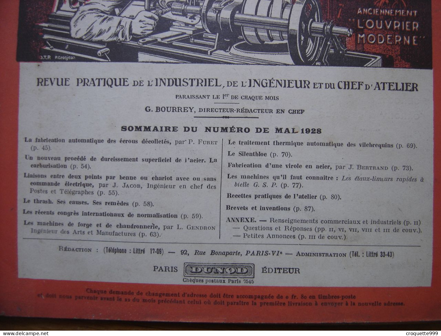 1928 Revue 2 Pratique Des Industries Mecaniques INGENIEUR CONTREMAITRE OUVRIER - Do-it-yourself / Technical