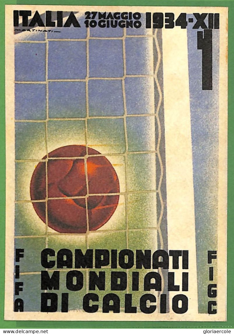 Aa5660 - ITALY - Postal History - FOOTBALL 1934 FIFA Postcard - Signed MARTINATI - Championnat D'Europe (UEFA)