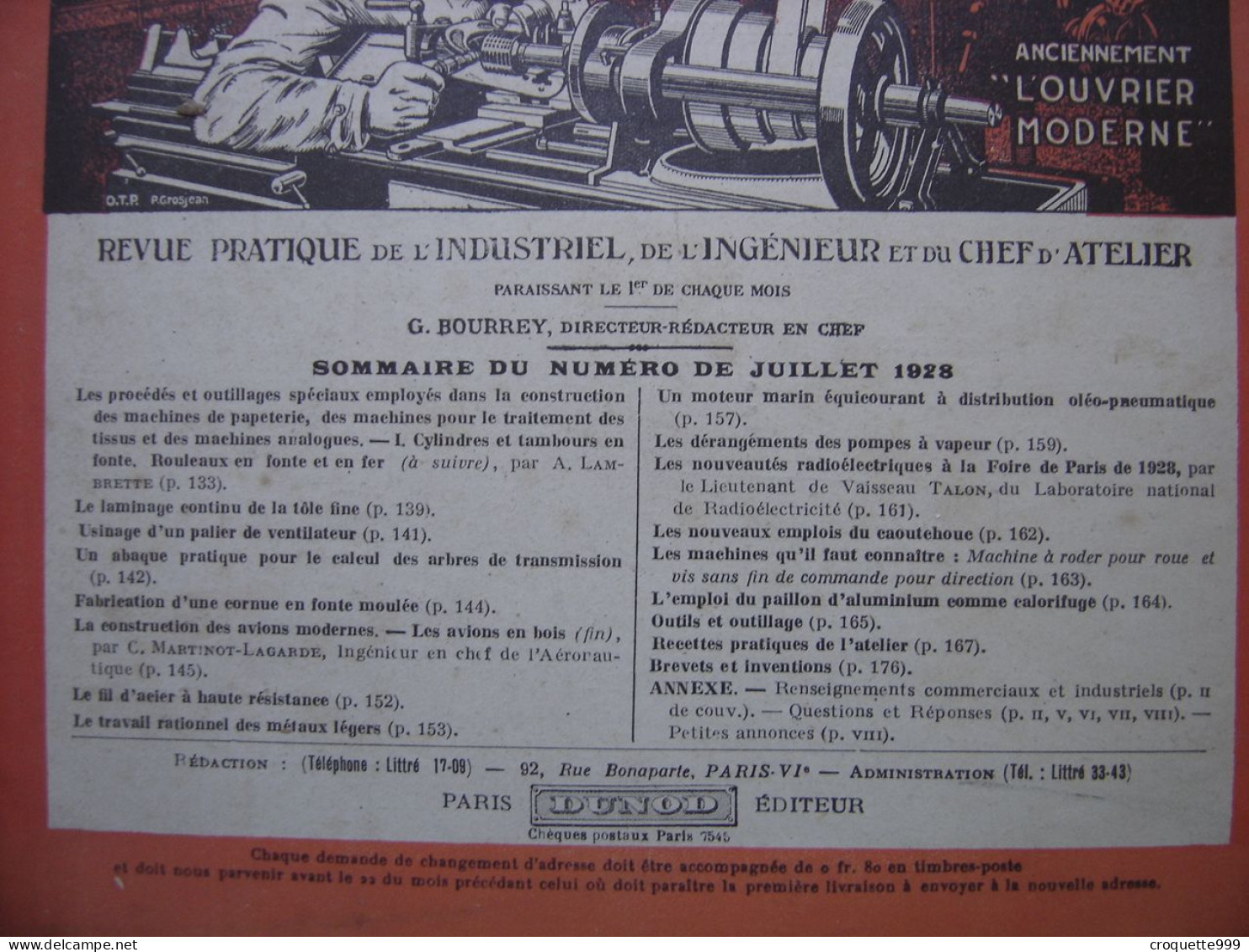 1928 Revue 4 Pratique Des Industries Mecaniques INGENIEUR CONTREMAITRE OUVRIER - Knutselen / Techniek