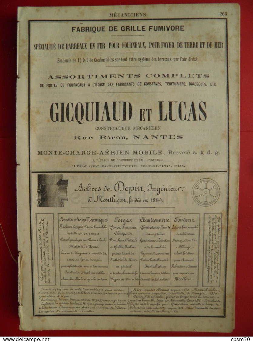 PUB 1884 - Barreaux Fer Grilles Gicquiaud 44 Nantes, Depin 03 Montluçon, Fonderie Moteur Piques&Gut 31 Toulouse - Publicités