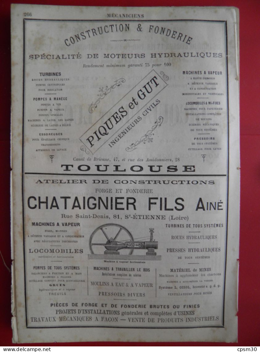 PUB 1884 - Barreaux Fer Grilles Gicquiaud 44 Nantes, Depin 03 Montluçon, Fonderie Moteur Piques&Gut 31 Toulouse - Publicités