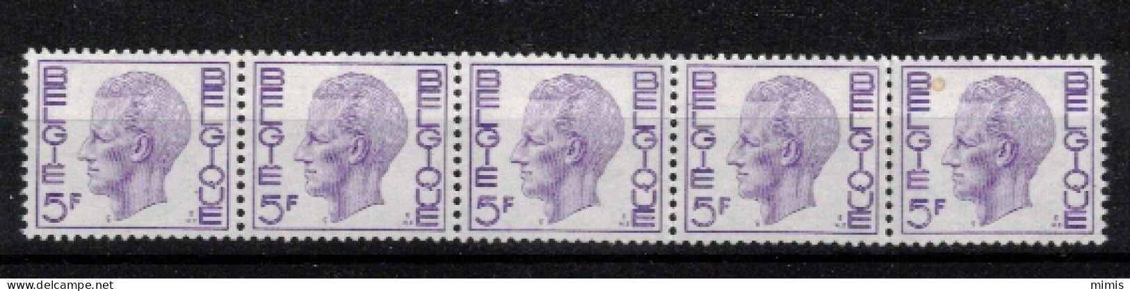 BELGIQUE   1973   R50  Bande De 5  N° 790 ** Sans Charnière  Phosphore - Coil Stamps