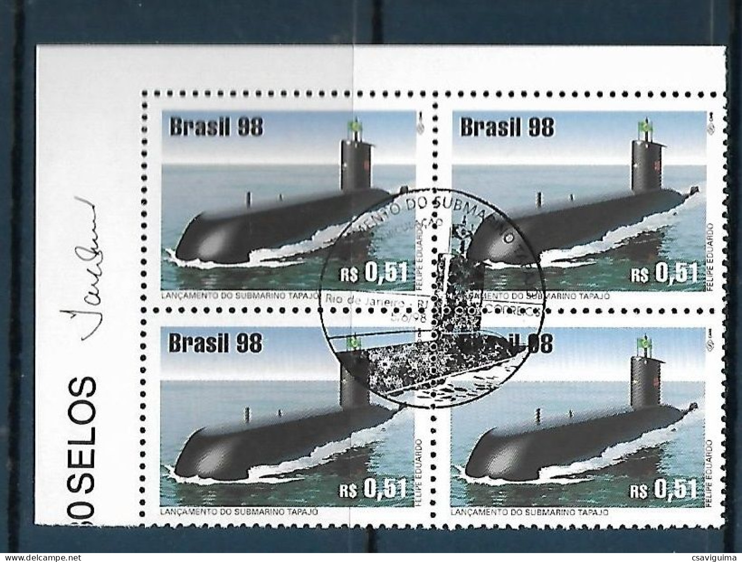 Brasil (Brazil) - 1998 - Block Of 4 CBC: Submarine Tapajo - Yv 2399 - Submarines