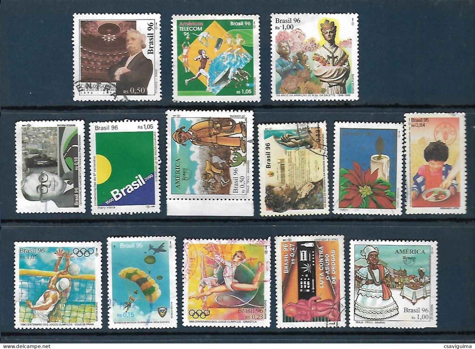 Brasil (Brazil) - 1996 - Set 14 Stamps: Used, Hinged (##4) - Oblitérés