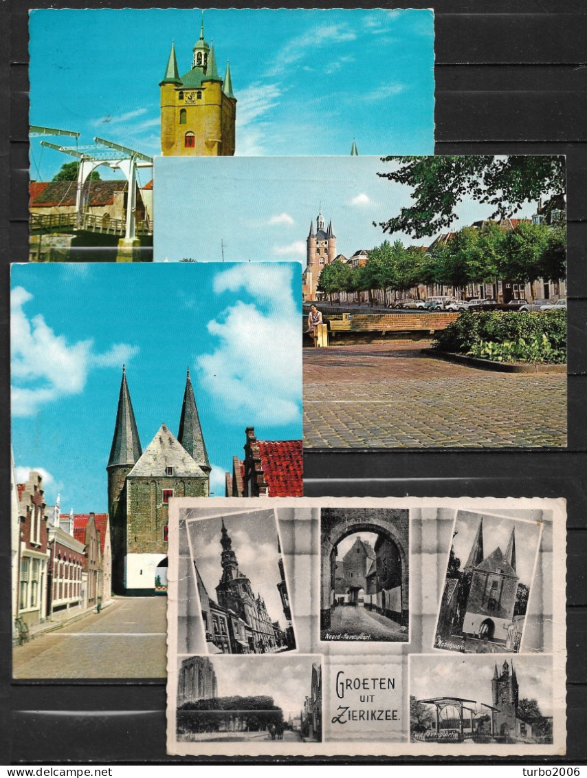 1971-1973 Zierikzee De Zuiderhavenpoort, Nobelpoort Etc 4 X Waarvan 3 X In Kleur Gelopen Met Zegel - Zierikzee