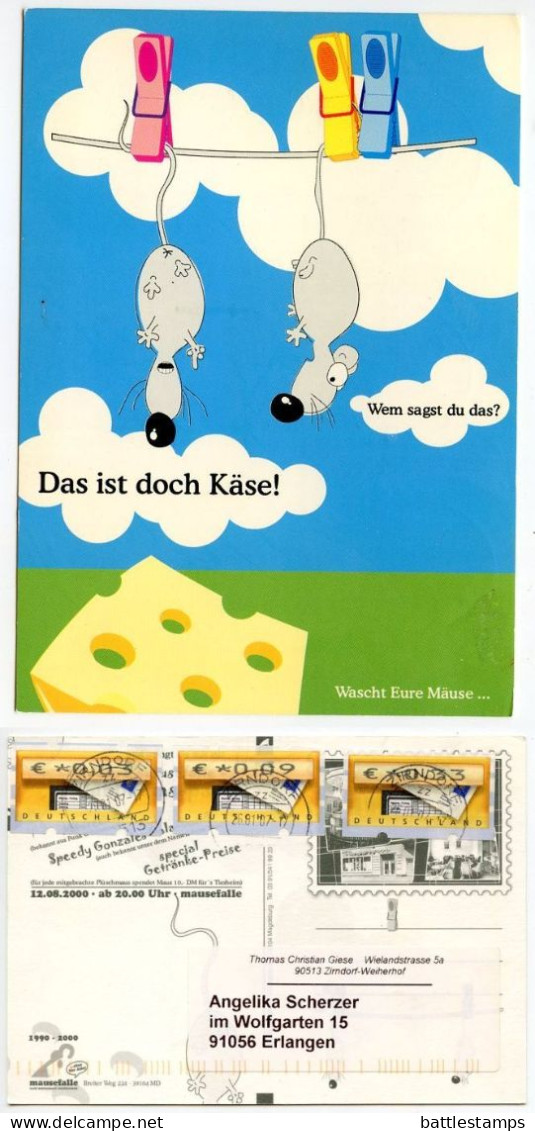 Germany 2007 Postcard Comic - Mice & Cheese; Zirndorf Postmarks; 3c., 9c. & 33c. ATM / Frama Stamps - Bandes Dessinées