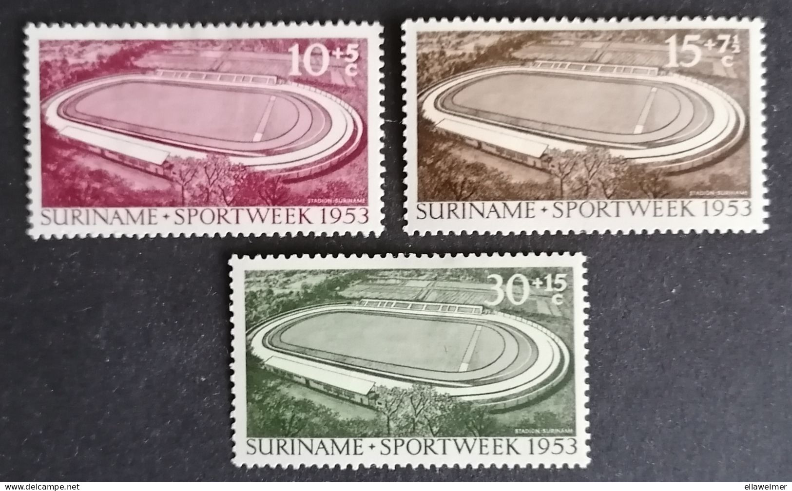 Suriname - Nrs. 309 T/m 311 Opening Stadion Paramaribo 1953 (postfris Met Plakker) - Surinam ... - 1975