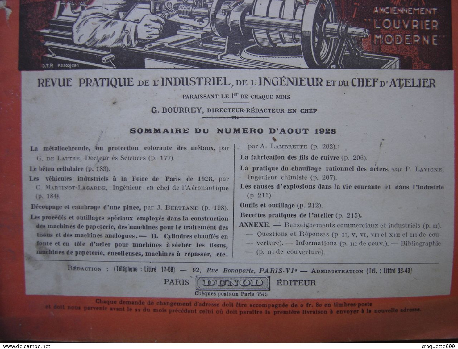 1928 Revue 5 Pratique Des Industries Mecaniques INGENIEUR CONTREMAITRE OUVRIER - Do-it-yourself / Technical