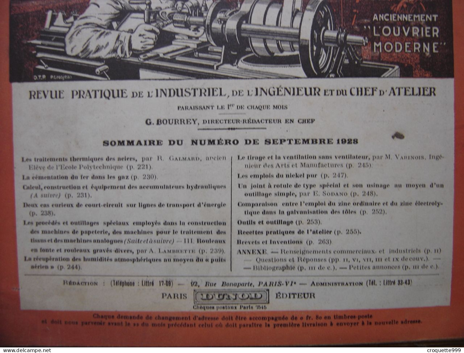 1928 Revue 6 Pratique Des Industries Mecaniques INGENIEUR CONTREMAITRE OUVRIER - Bricolage / Técnico