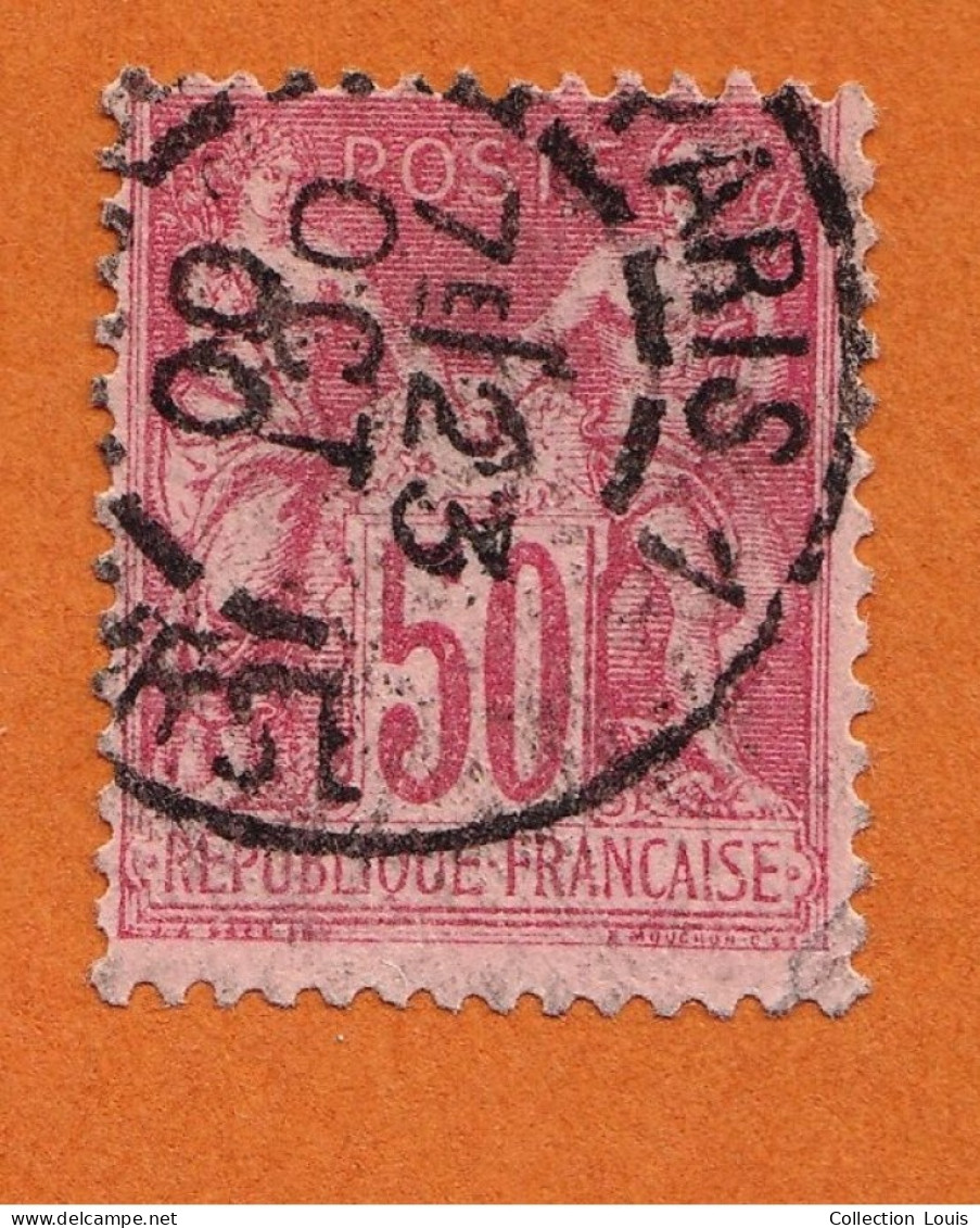 Timbre Type Sage Y&T N°104 50c Rose, Oblitéré En 1900 - 1898-1900 Sage (Type III)