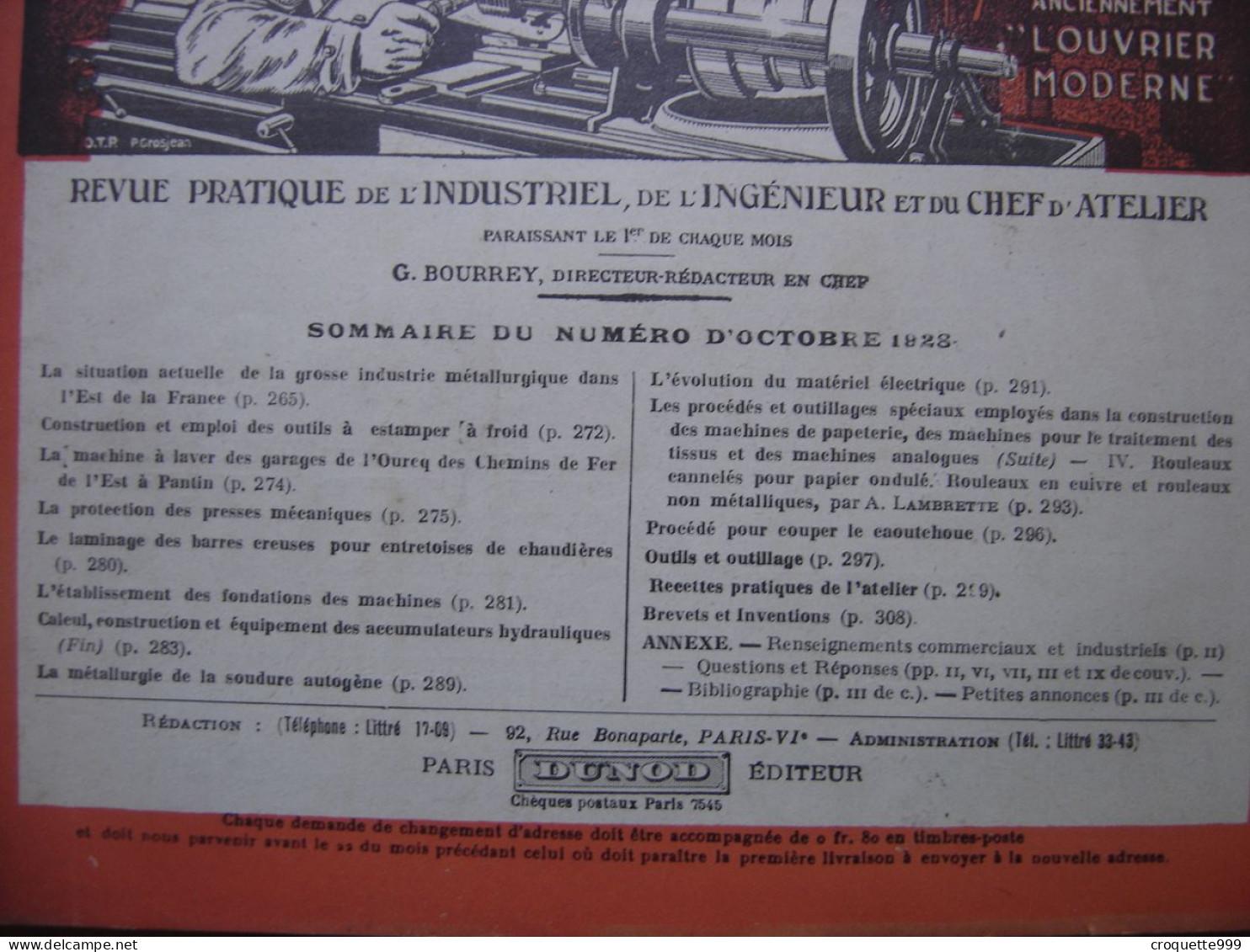 1928 Revue 7 Pratique Des Industries Mecaniques INGENIEUR CONTREMAITRE OUVRIER - Knutselen / Techniek