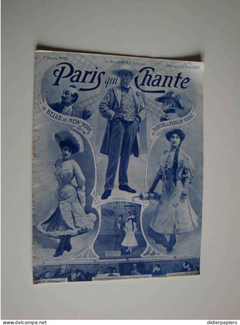 Paris Qui Chante Partition Musicale 1er Année 1903,la Belle De New-York Au Moulin Rouge - Partitions Musicales Anciennes