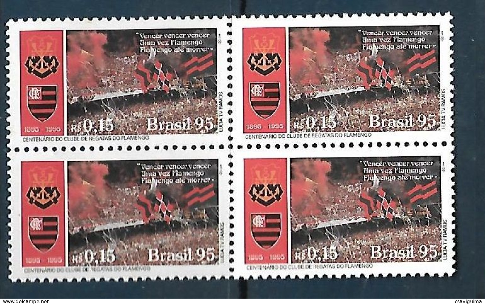 Brasil (Brazil) - 1995 - Block Of 4: Soccer: Famous Clubs: Flamengo - Yv 2249 - Equipos Famosos