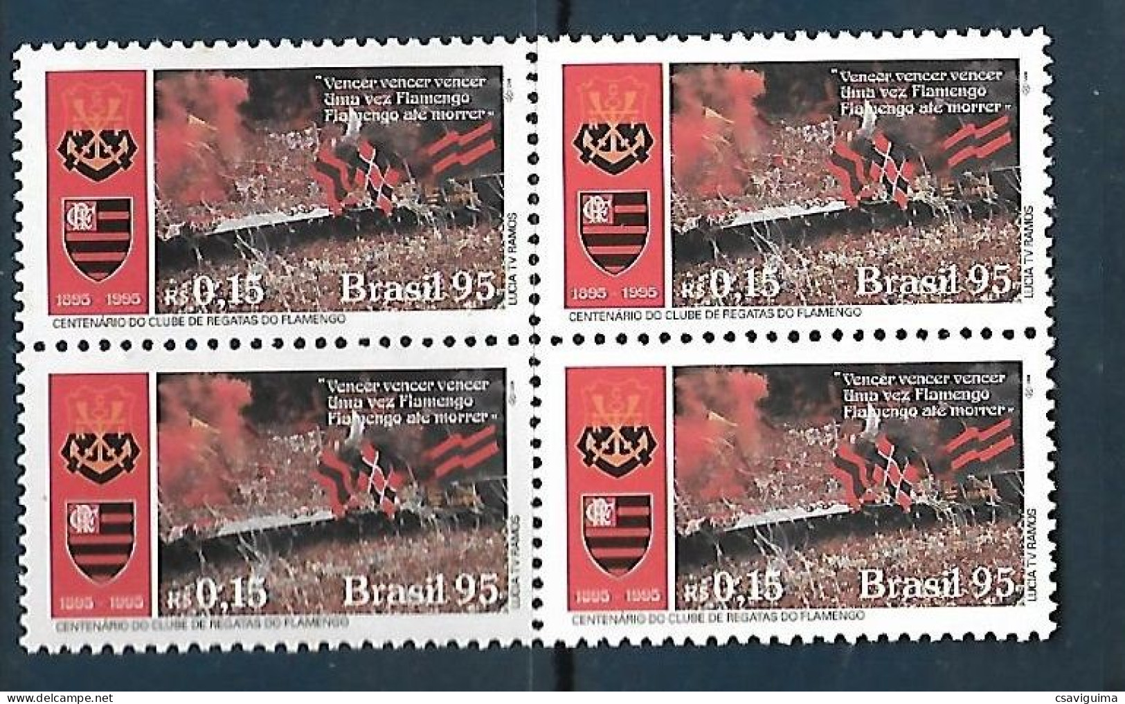 Brasil (Brazil) - 1995 - Block Of 4: Soccer: Famous Clubs: Flamengo - Yv 2249 - Berühmte Teams