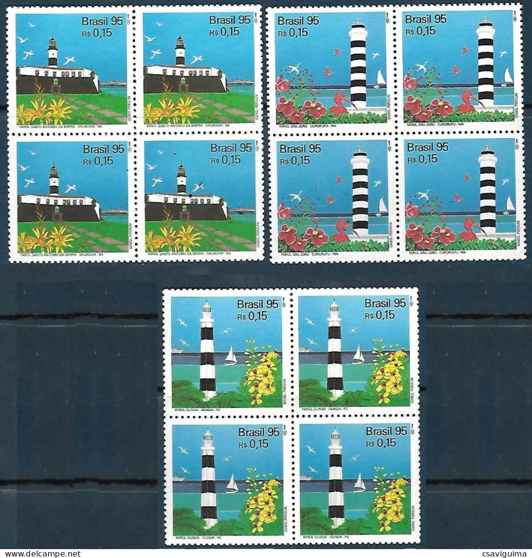 Brasil (Brazil) - 1995 - Block Of 4: Lighthouses - Yv 2243/45 - Faros
