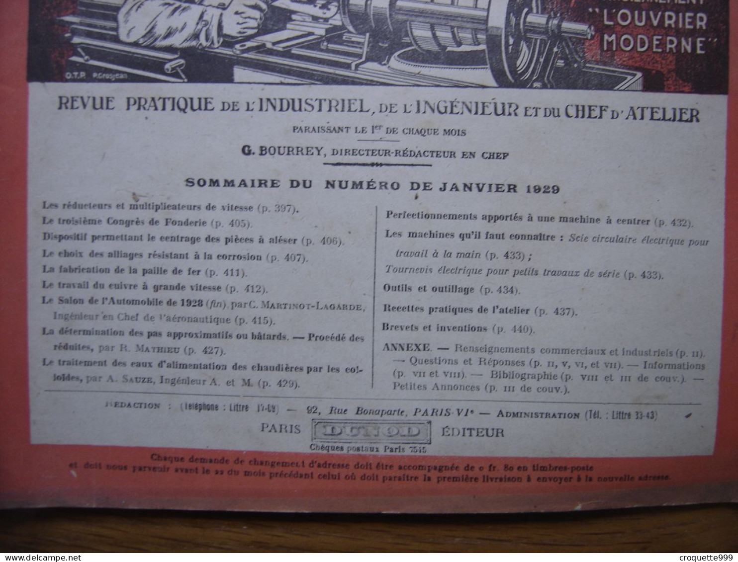 1929 Revue 10 Pratique Des Industries Mecaniques INGENIEUR CONTREMAITRE OUVRIER - Bricolage / Técnico