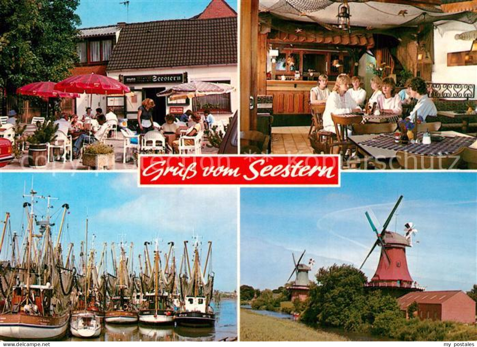73544864 Greetsiel Restaurant Cafe Seestern Hafen Fischkutter Windmuehle Greetsi - Krummhoern