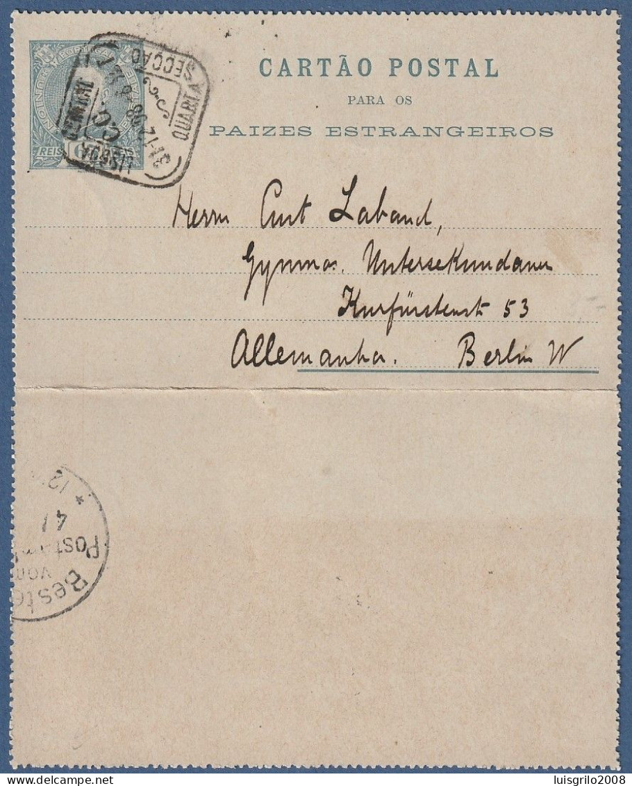 Cartão Postal Para Paizes Estrangeiros - Lisboa, 1898 - Covers & Documents