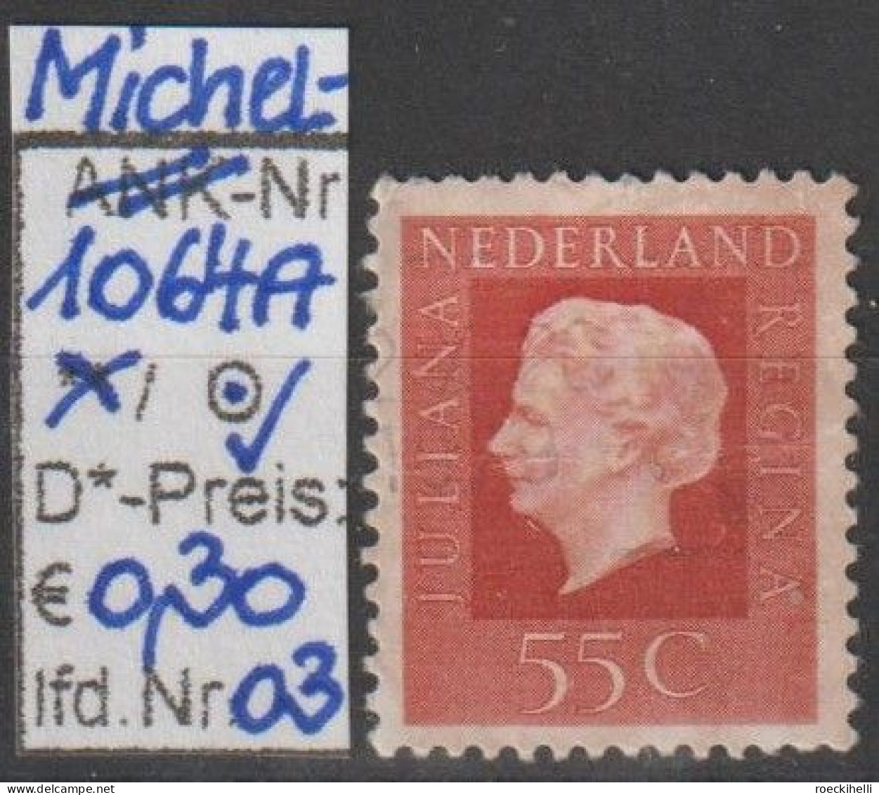 1976 - NIEDERLANDE - FM/DM "Königin Juliana" 55 C Rot - O Gestempelt - S. Scan (1064Ao 01-11 Nl) - Used Stamps