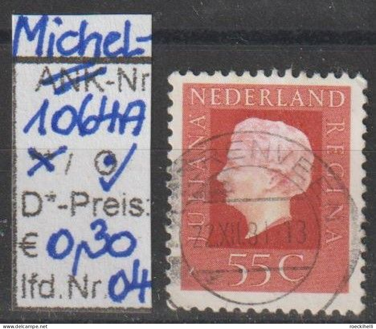 1976 - NIEDERLANDE - FM/DM "Königin Juliana" 55 C Rot - O Gestempelt - S. Scan (1064Ao 01-11 Nl) - Used Stamps