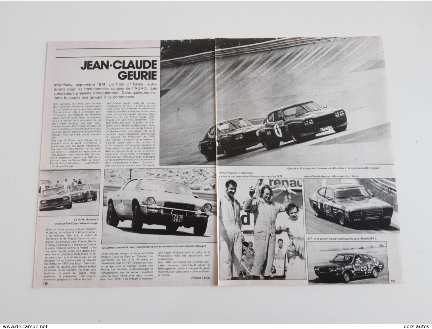 Pilote De Course Jean Claude Geurie - Coupure De Presse Automobile - Autres & Non Classés