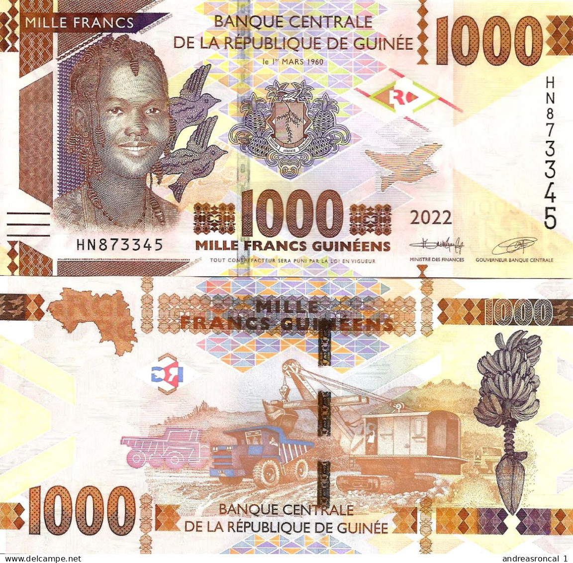 Guinea 1000 Francs 2022 P-48d UNC - Guinée