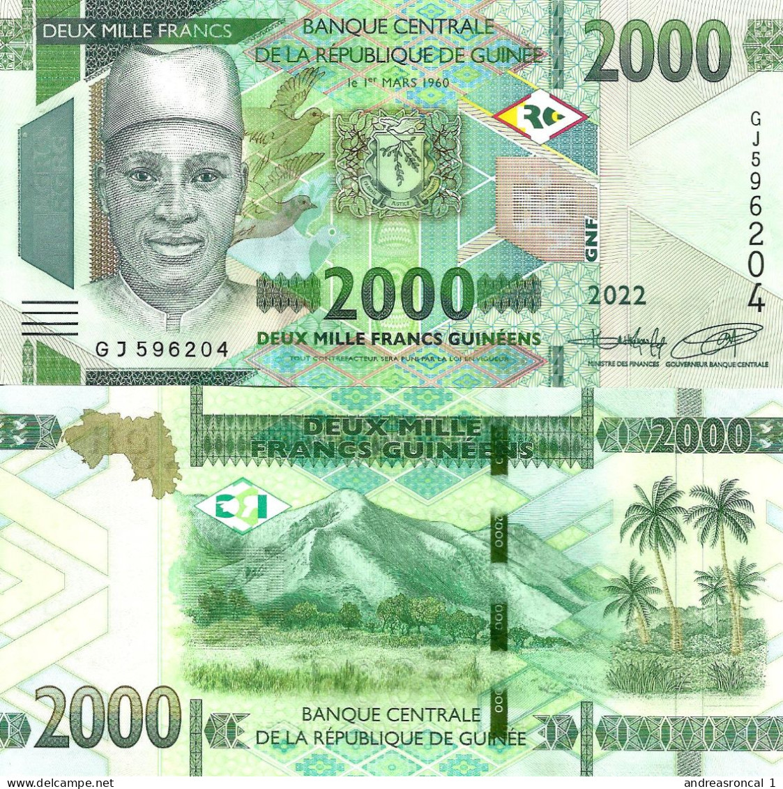 Guinea 2000 Francs 2022 P-48Ab UNC - Guinée