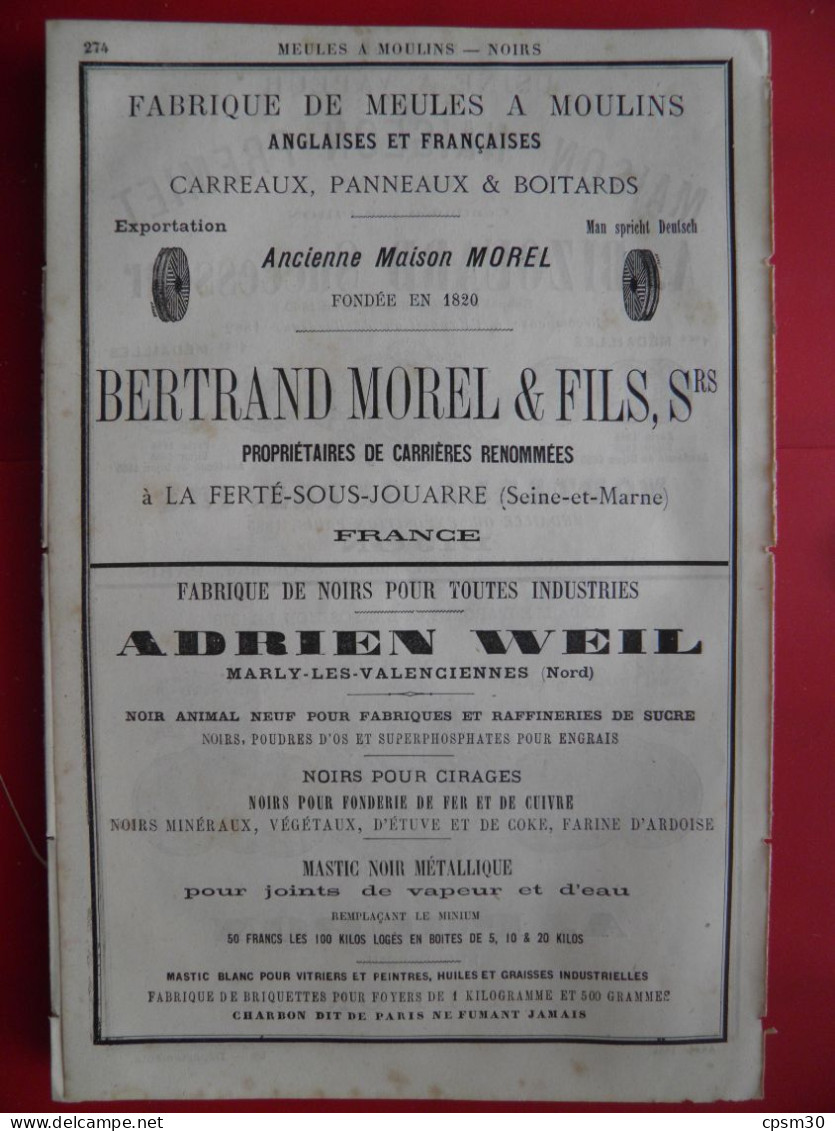 PUB 1884 - Moutarde Naigeon-Fremiet & Bizouard, A Poupon 21 Dijon, Meuble Moulin Morel 77 Ferté/Jouarre, Noir Weil 59 - Publicités