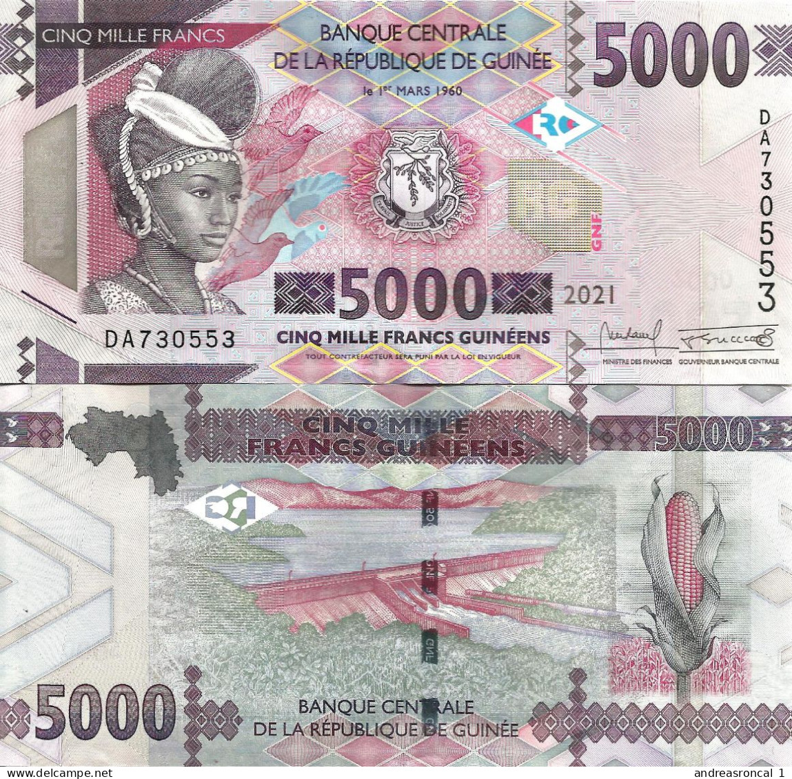 Guinea 5000 Francs 2021 P-49c UNC - Guinee