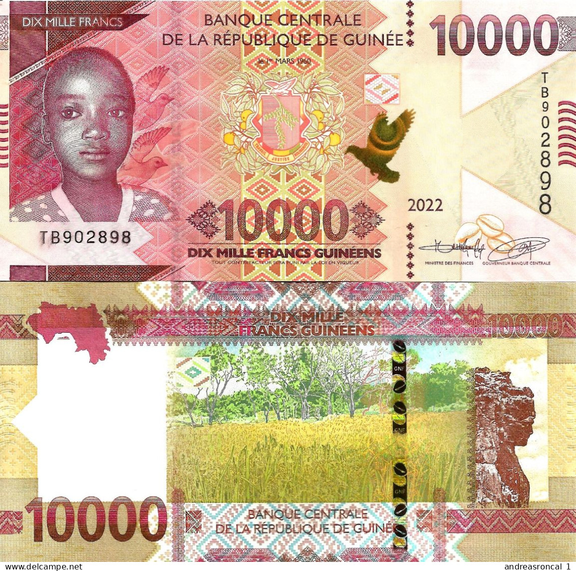 Guinea 10000 Francs 2022 P-49Ac UNC - Guinee