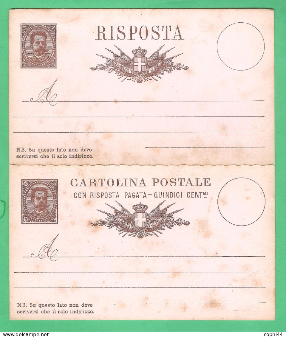 REGNO D'ITALIA 1879 CARTOLINA POSTALE UMBERTO I (FILAGRANO C6) Senza Mill. C 15+R NUOVA - Entiers Postaux