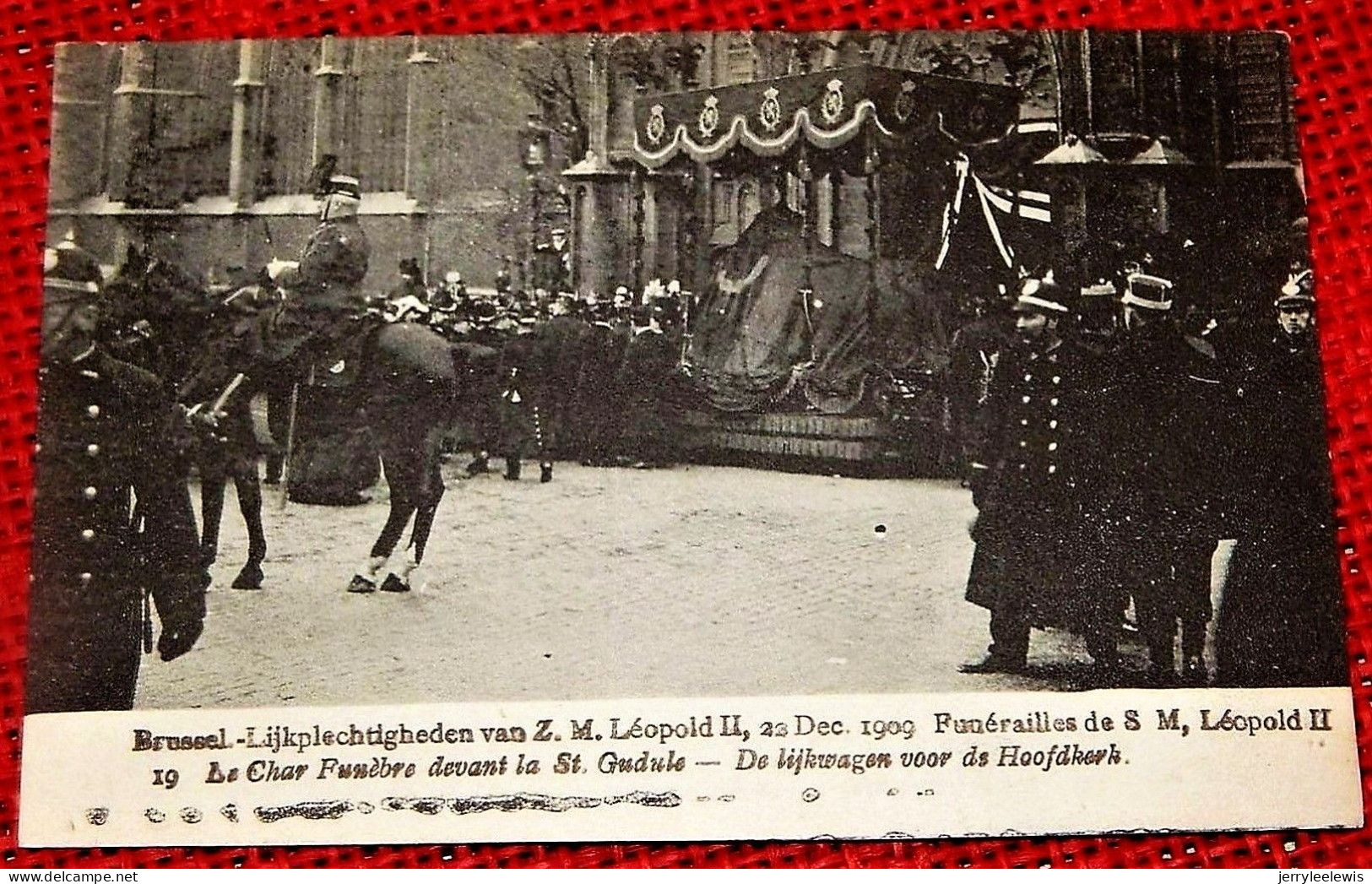 BRUXELLES - Funérailles De Léopold II -    Le Char Funèbre Devant La Cathédrale Sainte Gudule - Familles Royales