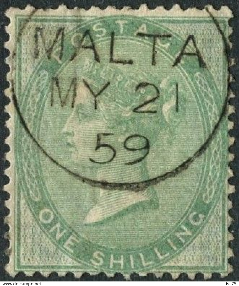 MALTE - SG 72  1 SHILLING VERT OBLITERE MALTA - CHARNIERE - Malte