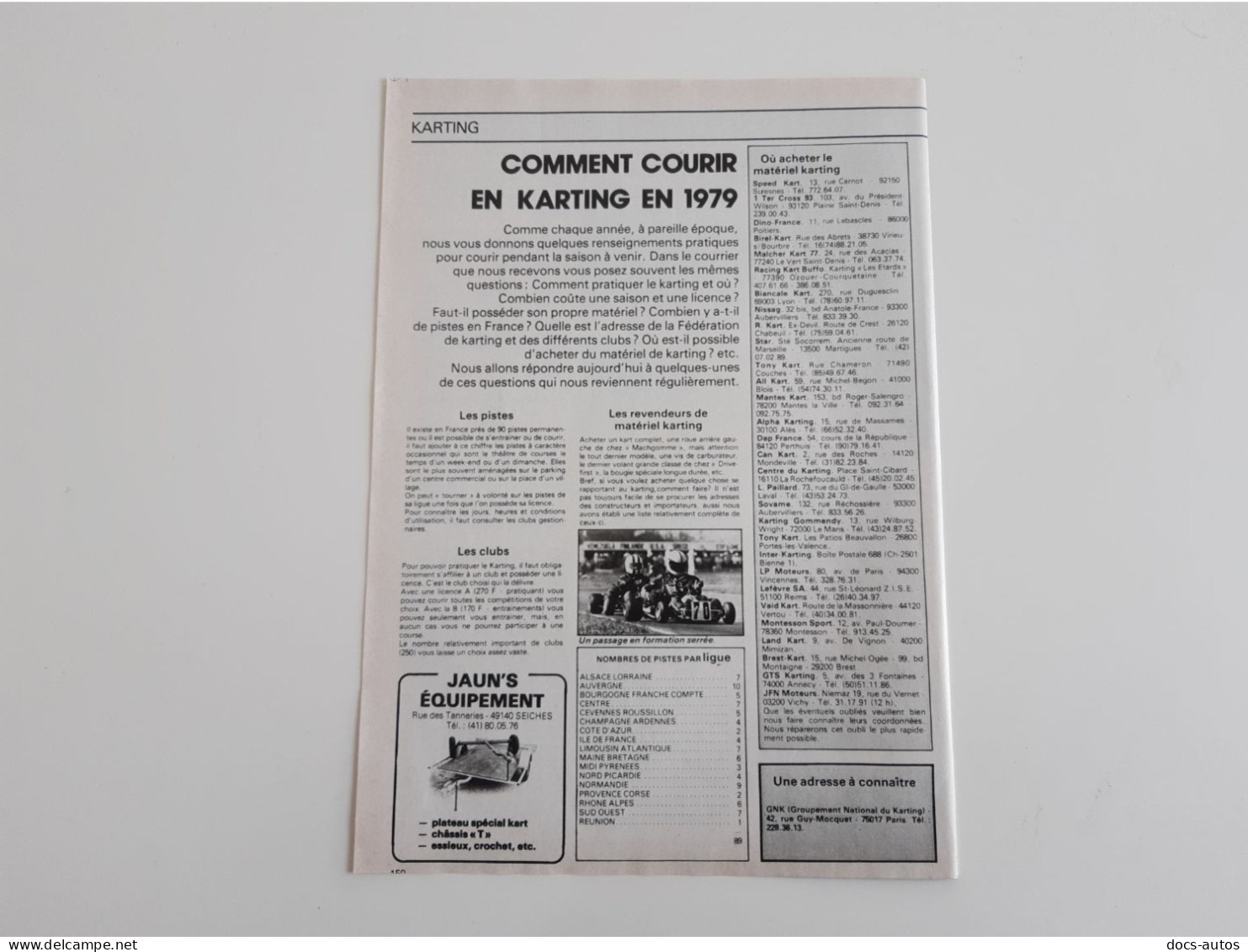 Courir En Karting En 1979 - Coupure De Presse Automobile - Otros & Sin Clasificación