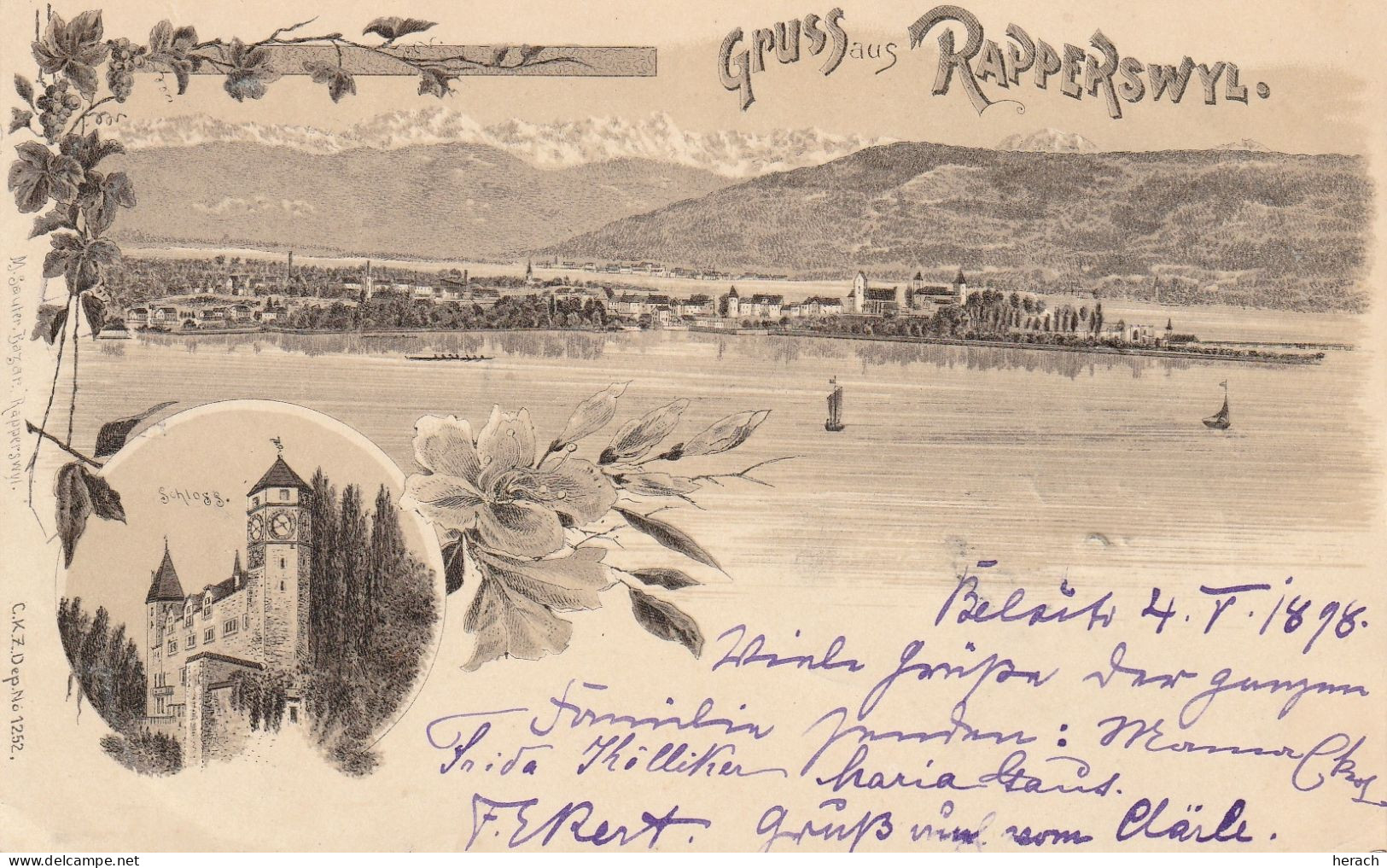 Suisse Carte Postale Gruss Aus Rapperswil 1898 - Rapperswil-Jona