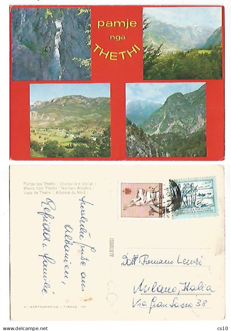 Albania Shqiperia 4 Views Of ThetHi Pcard 15apr1989 With 2 Stamps - Albanie