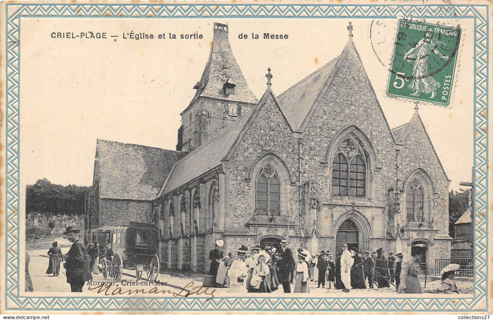 76-CRIEL-PLAGE- L'EGLISE ET LA SORTIE DE LA MESSE - Criel Sur Mer