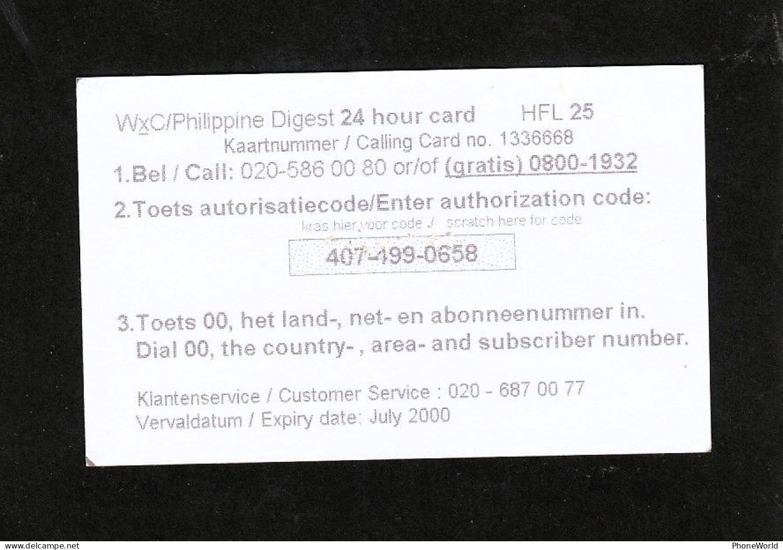 NL, WorldxChange, Mabuhay Travel 25HFL, Exp July2000, Philippine Digest, Airplaine, RRR - [3] Handy-, Prepaid- U. Aufladkarten