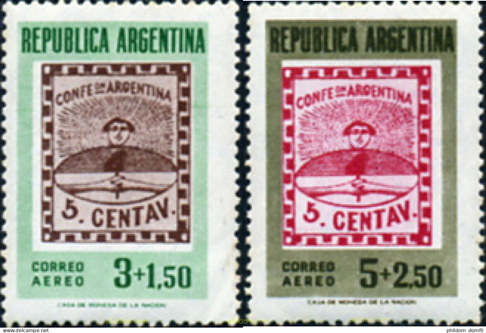 726202 MNH ARGENTINA 1958 CENTENARIO DEL SELLO ARGENTINO Y EXPOSICION FILATELICA INTERAMERICANA - Nuevos