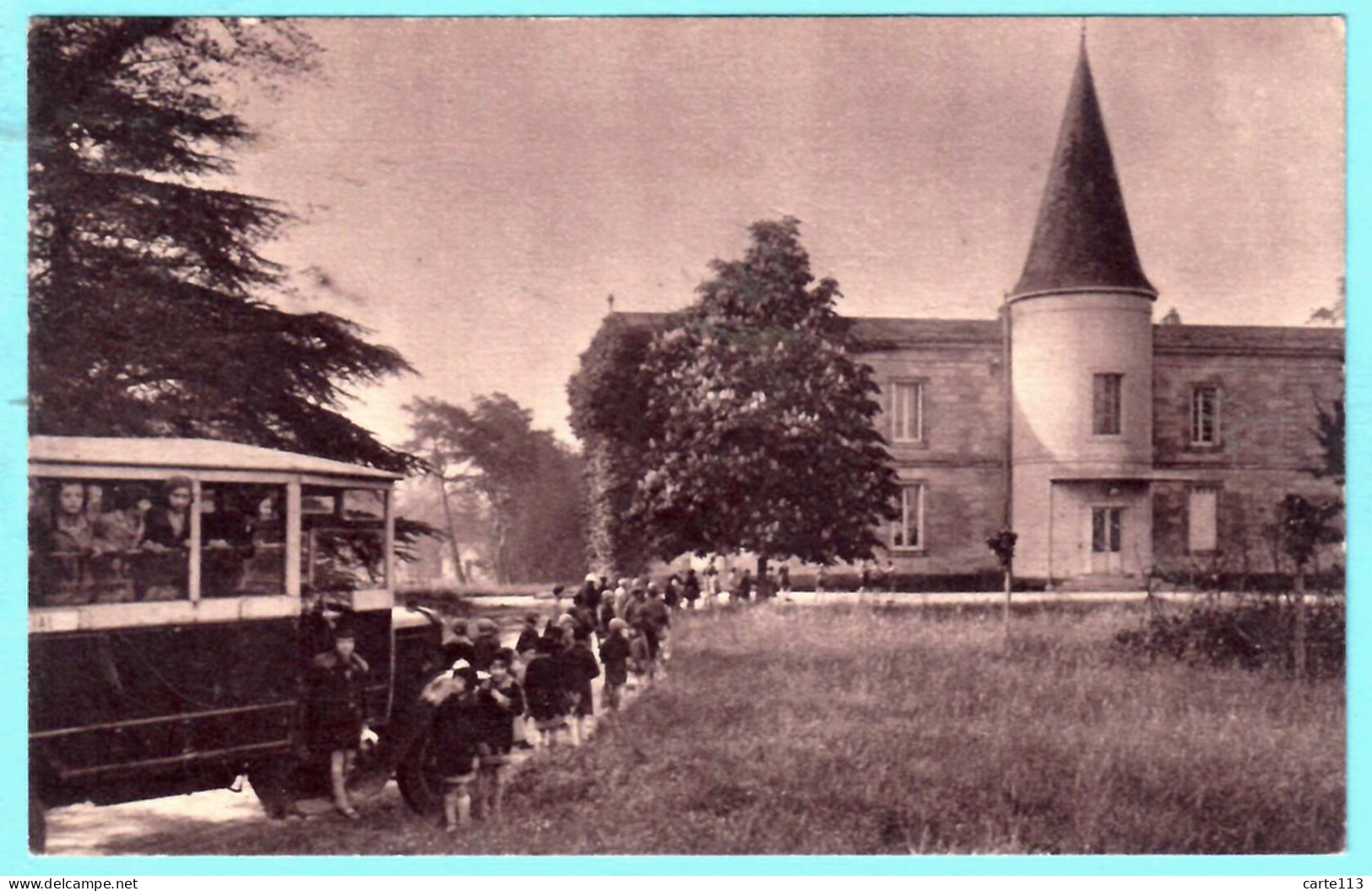 33 - B27421CPA - MERIGNAC TENET - L' Arrivée Des Enfants -  Ecole De Plein Air - Autobus. - Très Bon état - GIRONDE - Merignac