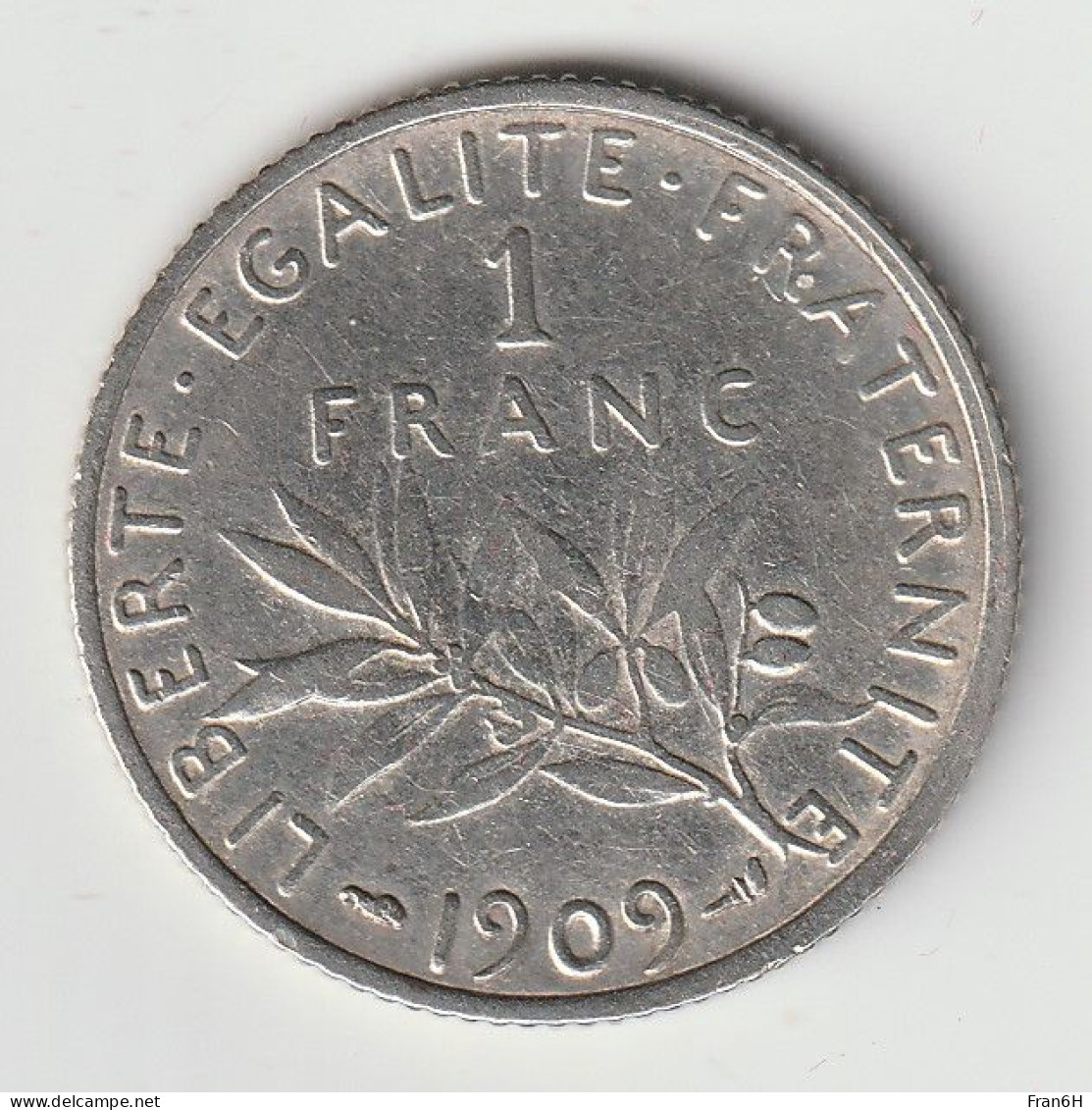 Semeuse 1 Franc Argent 1909 - Silver - - 1 Franc