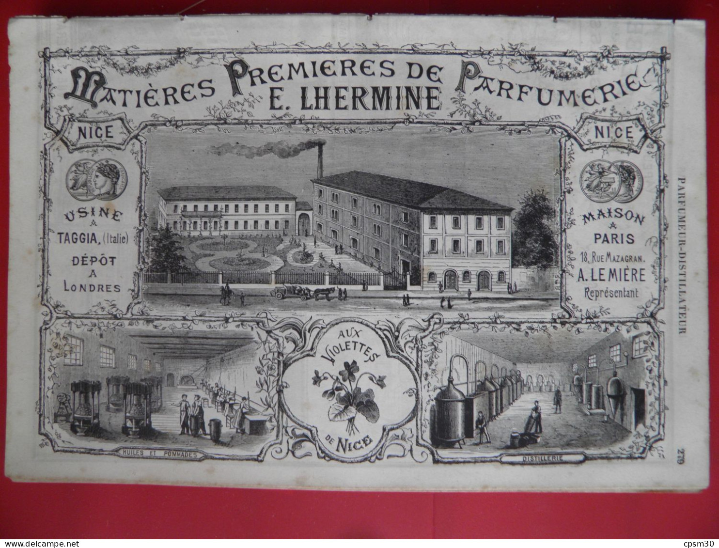 PUB 1884 - Parfums Roure-Bertrand 06 Grasse (vue Usine) Lhermine 06 Nice, P Mottet 06 Grasse - Publicités