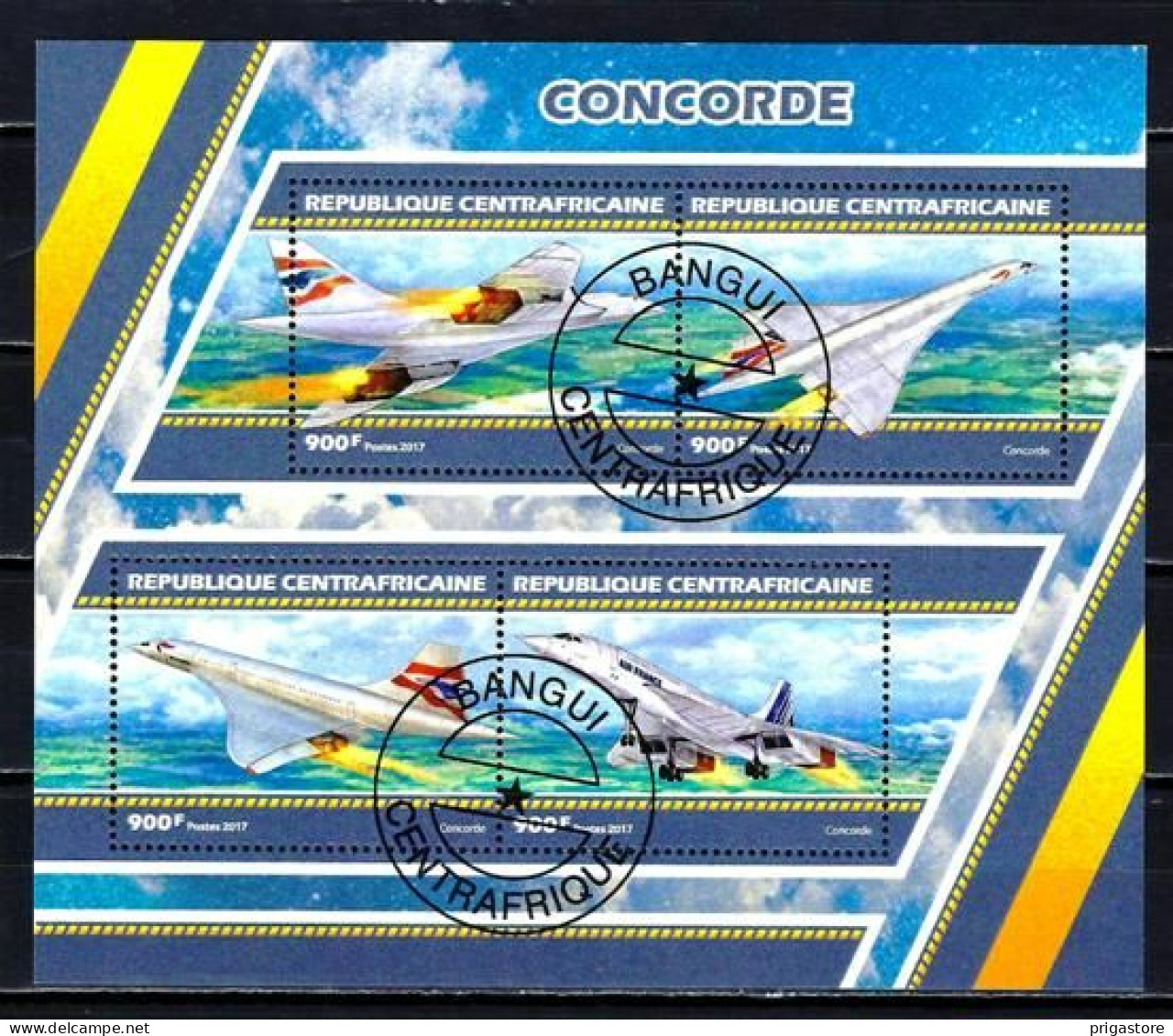 Avions Concorde Centrafrique 2017 (71) Yvert N° 4985 à 4988 Feuillet Oblitéré Used - Concorde