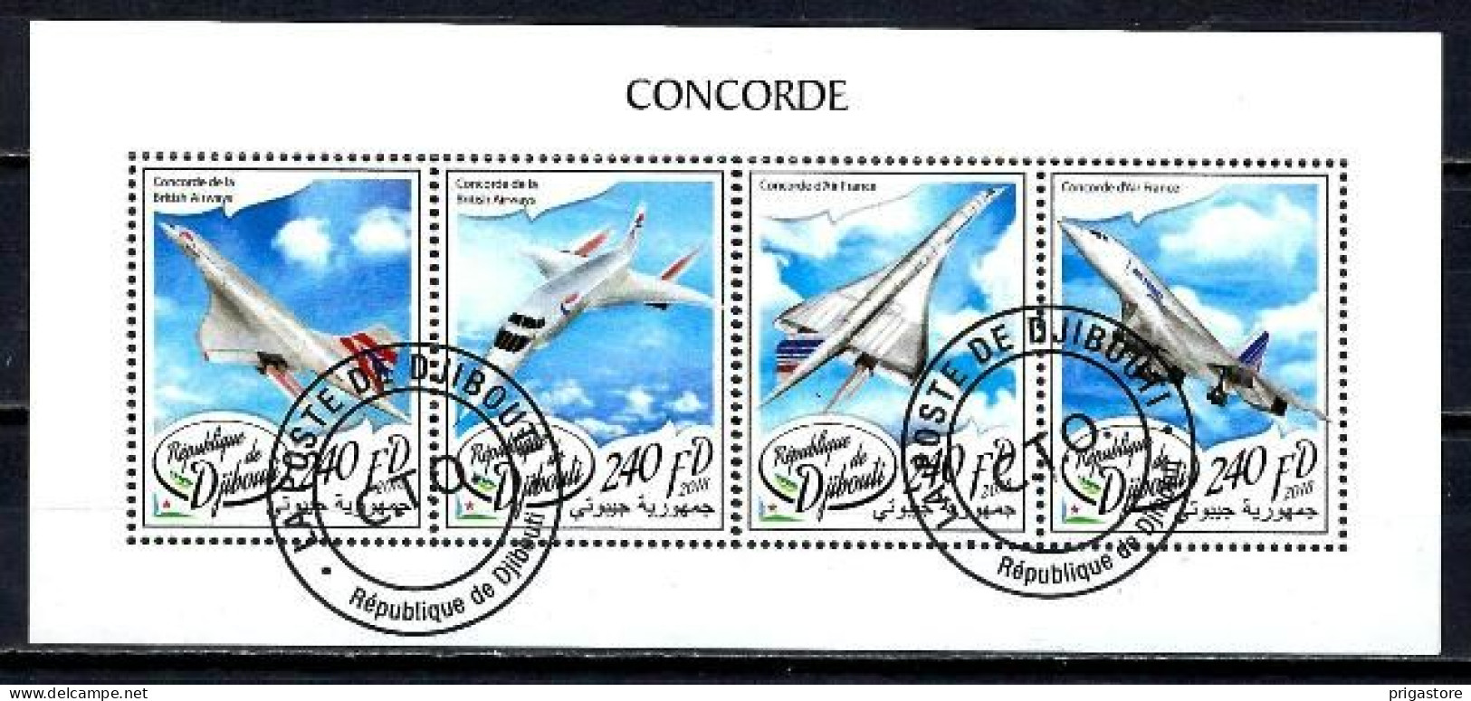 Avions Concorde Djibouti 2018 (72) Yvert N° 1848 à 1851 Feuillet Oblitéré Used - Concorde